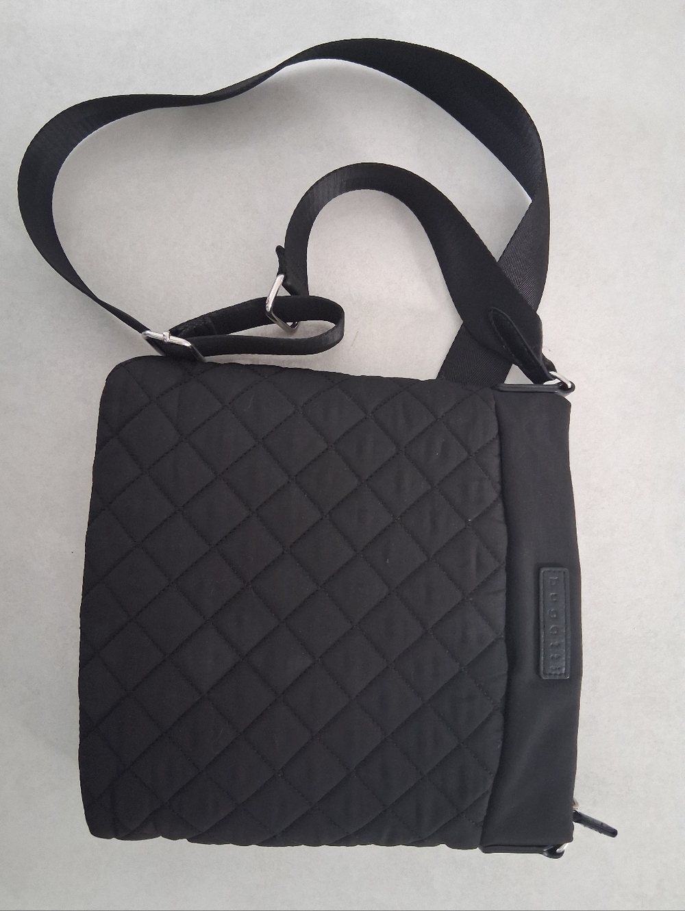 Bugatti/Black Quilted Crossbody Bag/ Adjustable Strap/ Genuine Leather Detailing - Picture 3 of 16